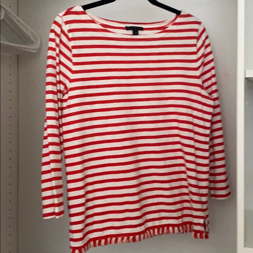 Jcrew 3 quarter sleeve striped with fringe bottom